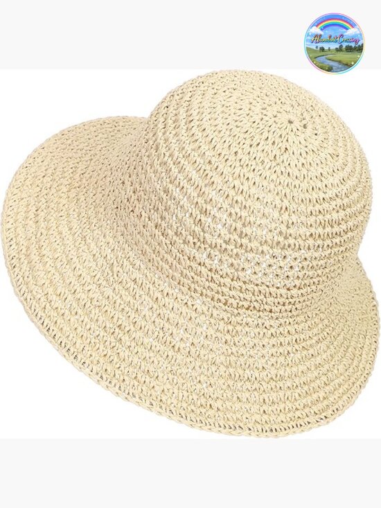 Handmade Crochet Straw Bucket Hat Sun Hat UV Protection Foldable Travel Cap UPF main image 7